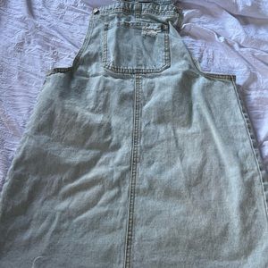 light colored jean overalls